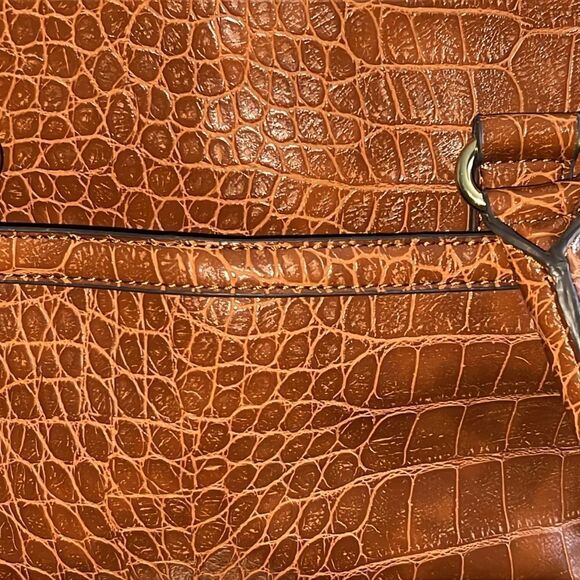 Anne Klein bag vintage tan brown animal snake faux leather gold tone EUC - Picture 9 of 10